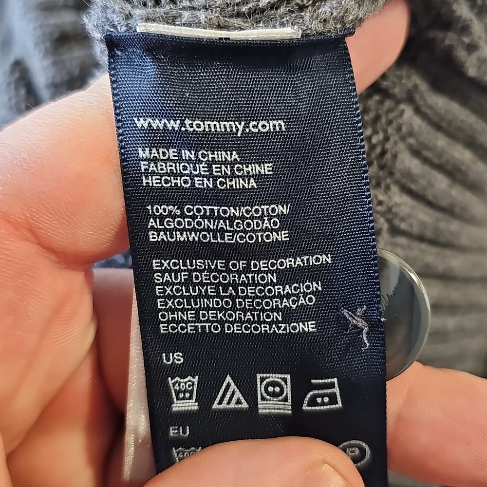 Tommy Hilfiger Small Charcoal Cable Knit Cardigan - Picture 7 of 7